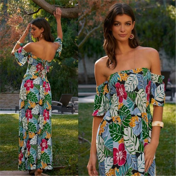 Floral Off Shoulder Maxi Dress - Picture 2 of 5